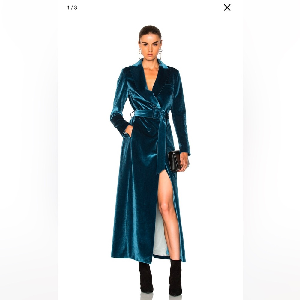 Teal Velvet Long Coat